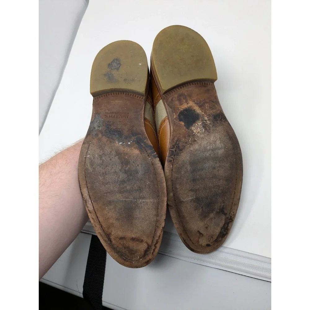 Sperry Wingtip Oxford STS10161 Tan Leather Linen Dress Shoes Mens‎ 10